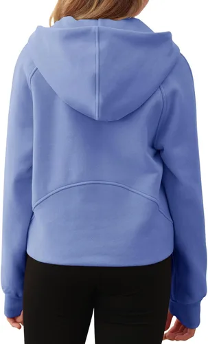 Miniatura 4 de Sudaderas con capucha recortadas con cuello de media cremallera para niñas