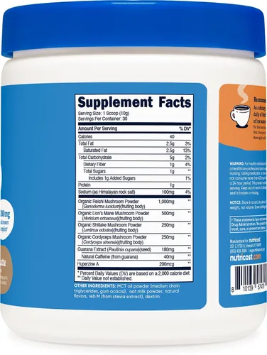 Miniatura 5 de Nutricost Nutrizen AM Focus - Bebida adaptogénica de hongos (sabor a café con leche) 30 porciones, incluye Reishi, melena de león, shiitake