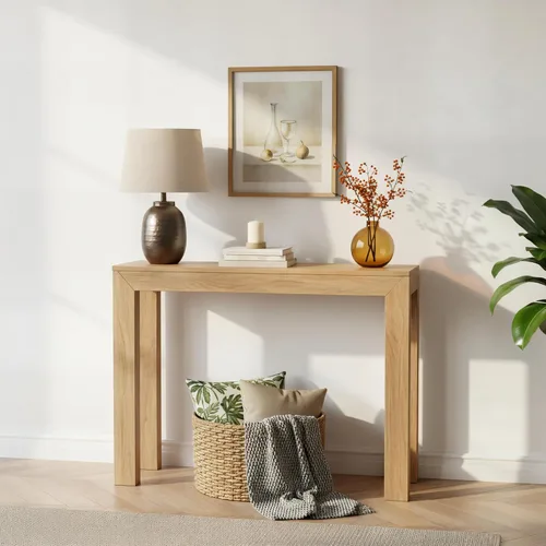 Miniatura 13 de Plank+Beam Mesa consola moderna de madera maciza, 46 pulgadas, mesa de sofá, mesa de entrada estrecha para pasillo, detrás del sofá, sala de estar