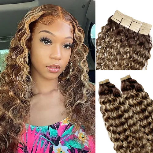Miniatura 15 de Extensiones de cabello cosidas de cabello humano real, balayage de negro brillante a rubio dorado, paquete de extensiones de cabello humano