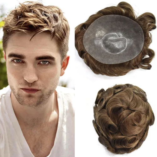 Miniatura 18 de Hair Nature - Tupé para hombres, sistema de repuesto de piezas de cabello humano, unidades de pelo negro con bucle en V de piel fina, 100% cabello