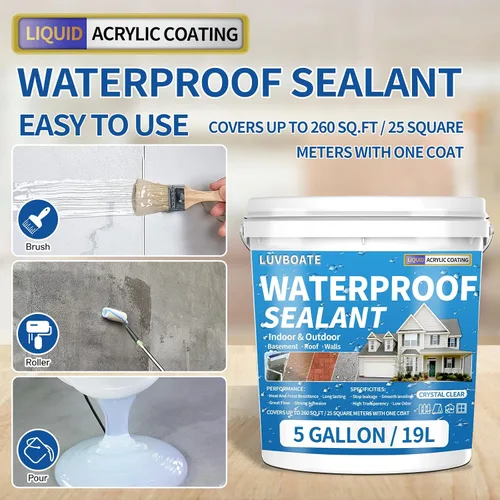 Miniatura 5 de LUVBOATE - Sellador impermeable líquido transparente de 5 galones, revestimiento impermeable transparente a base de agua, invisible reparador