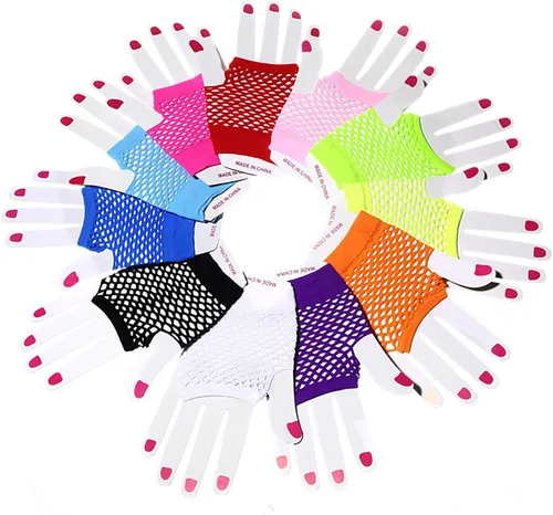 Miniatura 5 de Lone - Guantes de red sin dedos para mujer, malla de malla para brazo, emo, gótico, punk, 80, accesorios para escena