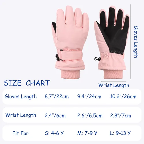 Miniatura 6 de Guantes de esquí de invierno para niños y niñas, guantes de nieve impermeables para clima frío, guantes de esquí y snowboard con forro polar