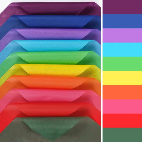 Miniatura 5 de Simetufy 60 hojas de papel de seda de color arcoíris para bolsas de regalo, 10 colores llamativos, envoltura de regalo de 20 x 20 pulgadas, a granel