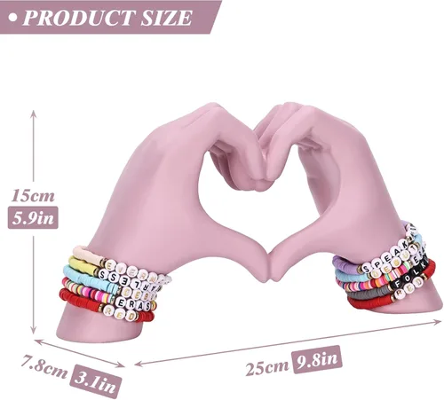 Miniatura 2 de Escultura de mano de corazón, estética rosa para decoración del hogar para estante de habitación, mesa de café, mesa de comedor, regalo