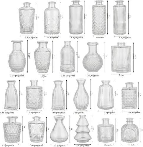 Miniatura 2 de RUCKAE Jarrones pequeños transparentes a granel, paquete de 22 mini jarrones de cristal para centro de mesa, decoración de boda, decoración
