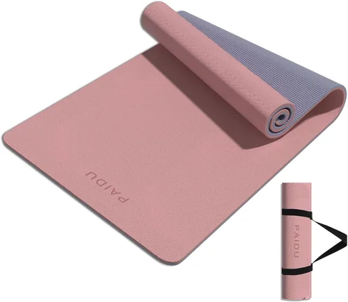 PAIDU Yoga Mat 8mm Super Thick TPE Fitness Mat | SGS Certified | Non-Slip, Odorless & Tear-Resistant | Unisex with Strap | for Yoga, Pilates, Rosa