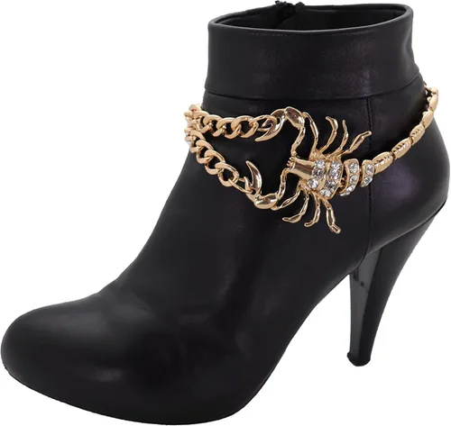 Miniatura 7 de Joyería de moda occidental para mujer, cadena de metal dorado, tobillera con dije de escorpión elegante, Plata
