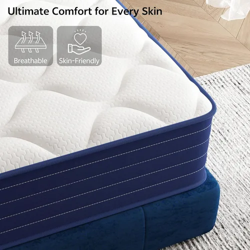 Miniatura 2 de Traumliebe Twin Mattress, 12 Inch Twin Size Mattress in a Box, Double Mattress, Pocket Spring&Memory Foam, Medium, Motion Isolation, CertiPUR-US