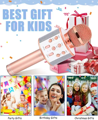 Miniatura 7 de Juguetes para niñas de 5 a 12 años, micrófono inalámbrico Bluetooth de karaoke para niños, juguetes populares para niños de 5, 6, 7, 8, 9, 10, 11