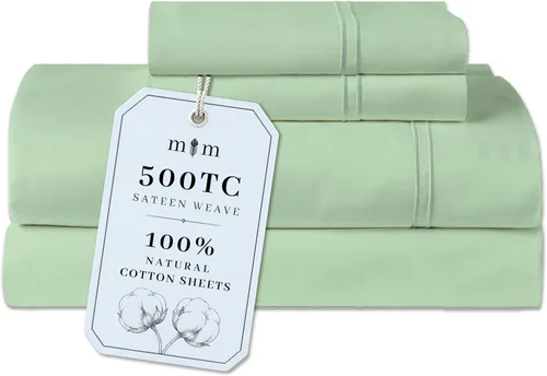 Miniatura 22 de Sábanas de Cama de Algodón 100% Natural Juego de Sábanas Cal King de Tejido Satén de Una Sola Capa 500 TC Ropa de Cama Sólida Transpirable e