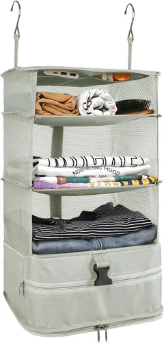 Miniatura 26 de Surblue Bolsa de Almacenamiento Colgante para Armario Plegable de 3 Estantes de Tela Oxford Lavable con 2 Ganchos