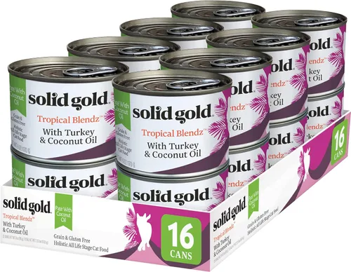 Miniatura 47 de Solid Gold comida húmeda para gatos desmenuzada con salsa - Alimento enlatado para gatos hecho con atún real y caballa - Sin granos de los Cinco