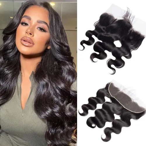 Miniatura 17 de CHEEON Frontal de encaje HD de 13 x 4 de 12 pulgadas, cabello humano brasileño ondulado con cierre frontal de encaje, 100% cabello humano virgen sin