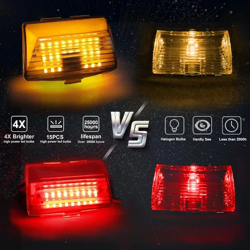 Miniatura 5 de NTHREEAUTO Luces LED para guardabarros delanteros + luz trasera con punta de guardabarros trasera, lente cromada compatible con Harley Electra Glide