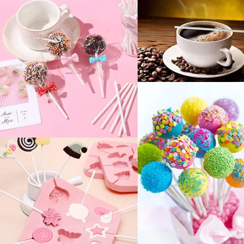 Miniatura 5 de 500 palitos blancos de piruleta de 4 pulgadas, palitos de papel para derretir dulces, postres, paletas de pastel, chocolate y galletas