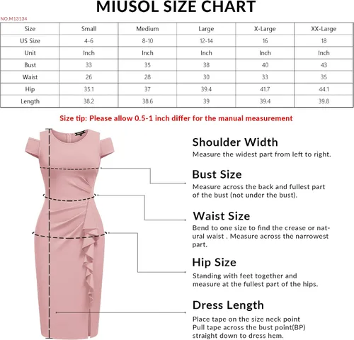 Miniatura 6 de Miusol Vestido de cóctel de manga elegante con volantes retro para mujer