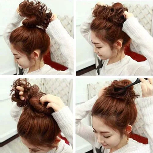 Miniatura 5 de Extensiones de moño de cabello desordenado, moño de cabello con coletero, recogedor Rubio ceniza