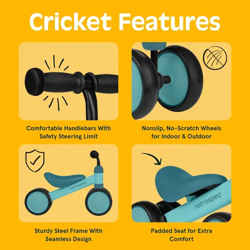Miniatura 2 de Retrospec Cricket - Bicicleta de equilibrio para bebé, juguete de 4 ruedas para edades de 12 a 24 meses, primera bicicleta y bicicleta para niños
