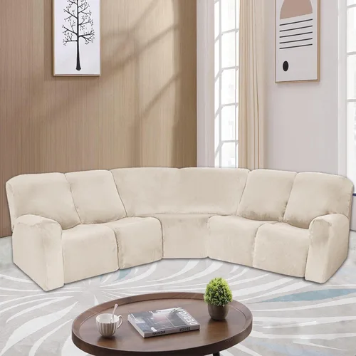 Miniatura 2 de Jonuiony Fundas para sofá reclinable de 5 plazas, funda para sofá reclinable en forma de U, fundas elásticas de terciopelo para sofá modular para 5
