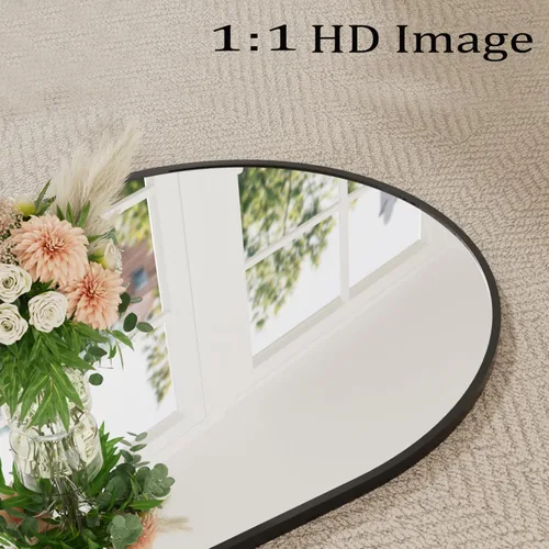 Miniatura 6 de Espejo de longitud completa, espejo de piso de 71 x 30 pulgadas con soporte, espejo de pared arqueado, espejo grande de cuerpo completo con marco