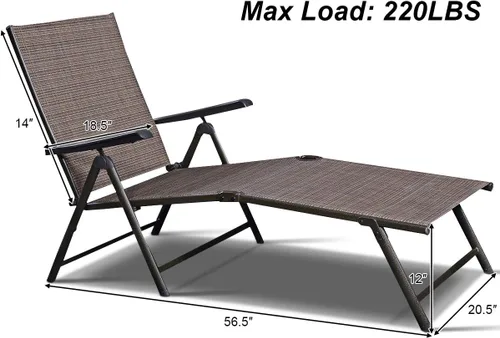 Miniatura 2 de COSTWAY Tumbona ajustable para piscina, sillón reclinable textileno, muebles de patio al aire libre