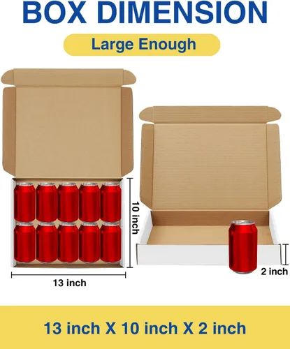 Miniatura 2 de Cajas de Envío de 13x10x2 Pulgadas: Juego de 25 Cajas de Cartón para Embalaje, Cajas de Envío Blancas para Embalaje de Pequeñas Empresas, Cajas
