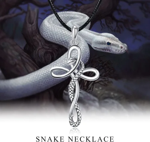 Miniatura 6 de TANGPOET - Collar de serpiente de plata de ley con colgante de Ankhmal de ojo joyería de protección regalo de Navidad para mujeres y hombres y ella
