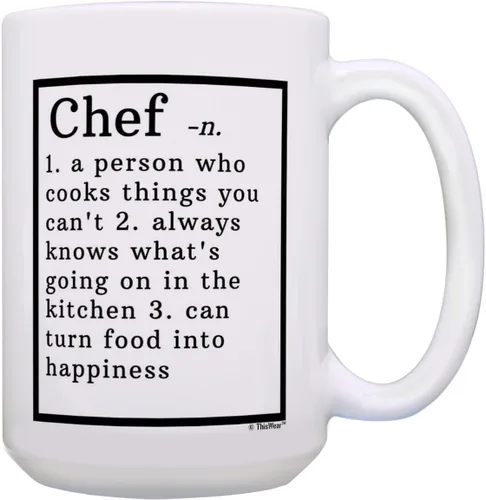 Miniatura 9 de Regalos de chef definición de chef regalos para chefs regalo de escuela culinaria 11oz taza de café taza de té blanca