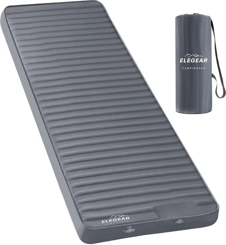 Elegear - Almohadilla de dormir de aire y espuma para acampar, almohadilla de colchón de camping HexaFoam con bomba de pie incorporada, almohadilla