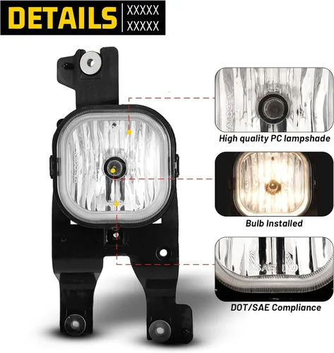 Miniatura 4 de Luces antiniebla para Ford F-250 F-350 F-450 F-550 F-550 F250 F250 F350 F450 F550 Super Duty Lámparas antiniebla con bombillas H10 12V 42W incluye
