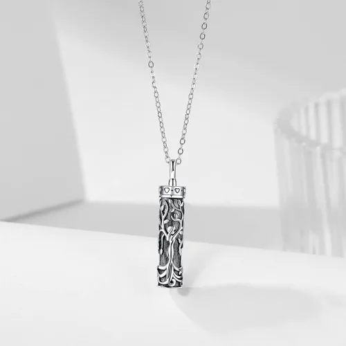 Miniatura 48 de Collar con colgante de urna de cenizas de cremación y árbol de la vida para mujer, plata de ley US1