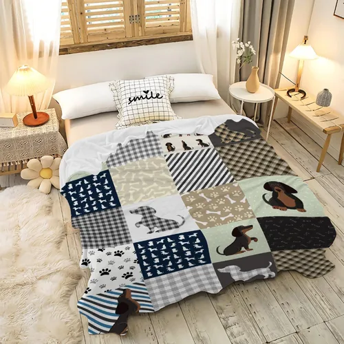 Miniatura 5 de Manta de perro salchicha – Lindo regalo de perro Wiener para mujer, manta ligera y acogedora de franela de forro polar, 50 x 40 pulgadas