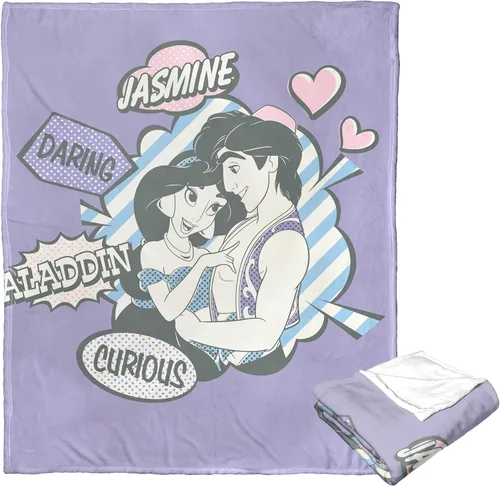 Miniatura 2 de Northwest Aladdin - Manta de seda táctil, 50 x 60 pulgadas, Aladdin y Jasmine