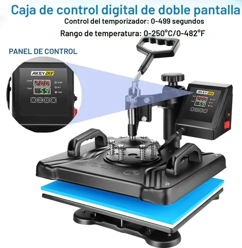 Miniatura 6 de AKEYDIY Máquina de prensa de calor profesional 5 en 1 para camisetas, combo de prensa de calor digital, 12 x 15 pulgadas, máquina de prensa