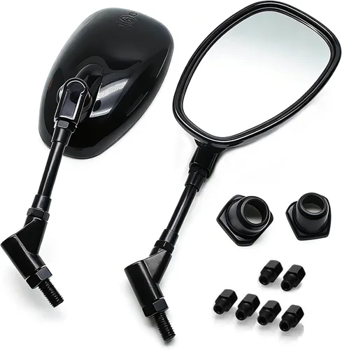 Miniatura 9 de Espejos de motocicleta cromados MZS, espejos laterales universales de 10 mm y 8 mm con vista trasera, ajustable en 360 grados, compatibles con Cromo