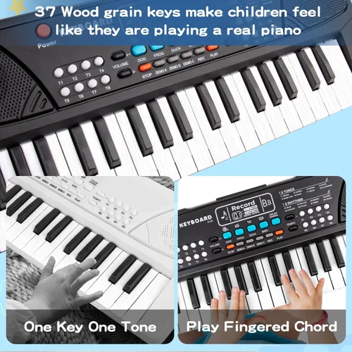 Miniatura 2 de Teclado de piano mejorado de 37 teclas para niños, juguetes musicales de 3 a 5 años, teclado para principiantes, piano con micrófono para niños