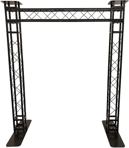 Kit de sistema de armadura de arco cuadrado negro de 8 pies de altura, cabezal móvil portátil para DJ móvil con placas superiores adicionales de 12