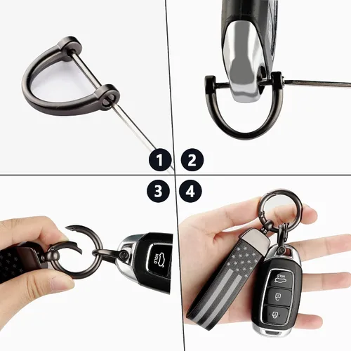 Miniatura 6 de Kit de llavero de automóvil, llavero de anillo en D antipérdida, giratorio de 360 grados con destornillador, adecuado para hombres y mujeres