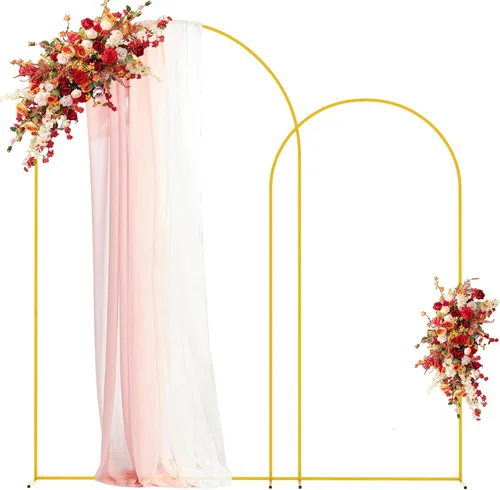 Miniatura 8 de Soporte de arco de fondo de metal Putros dorado, juego de 2 soportes de arco de boda, marco cuadrado arqueado de 7.2 pies/6 pies para decoración