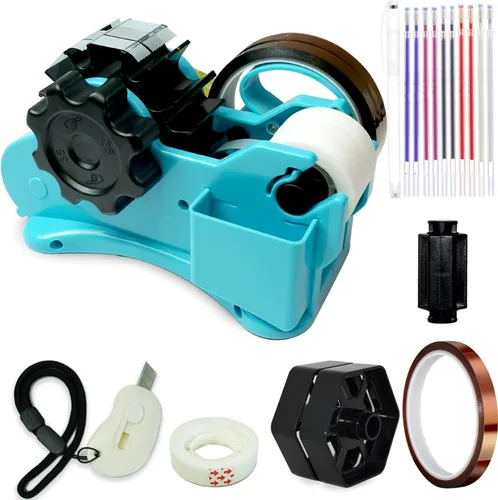 Miniatura 12 de Dispensador de cinta térmica, juego multirollo azul, piezas precortadas de 1.4 pulgadas para prensa de calor o máquina de prensa de tazas, núcleo