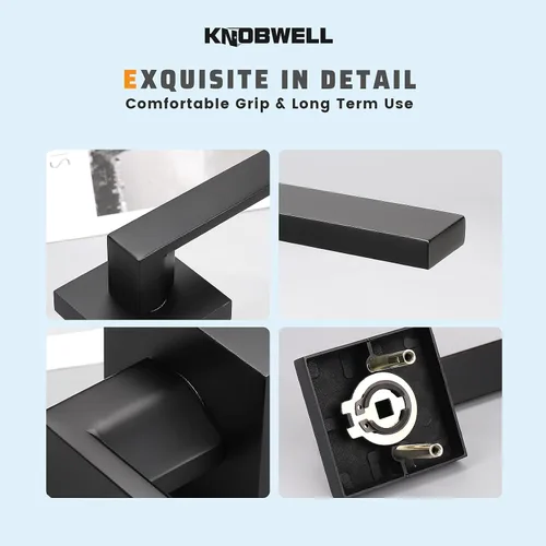 Miniatura 4 de KNOBWELL Paquete de 1 palanca ficticia de servicio pesado para puerta interior, mango ficticio de servicio pesado, de un solo lado, acabado negro