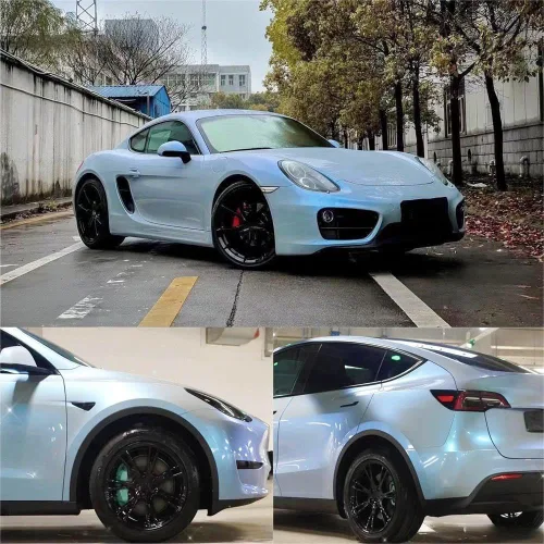 Miniatura 2 de XhuangTech Rollo de vinilo adhesivo para carrocería de automóvil con diseño de camaleón, diseño de luna de Mirage y lima, para liberar burbujas