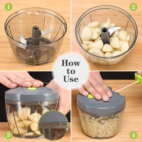 Miniatura 4 de Cortador manual de alimentos de Cambom, picador de verduras con cordón para cebollas, frutas y nueces, material seguro para alimentos sin bisfenol