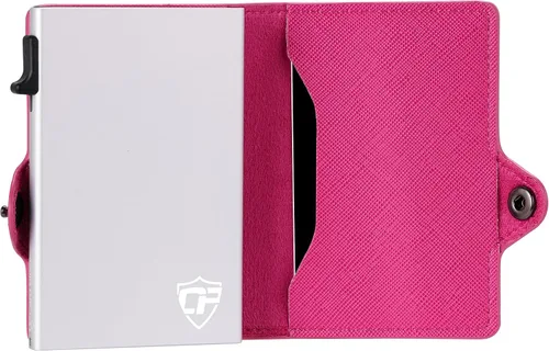 Miniatura 9 de Conceal Plus - Cartera Card Blocr para mujer, bloqueo RFID, delgada, minimalista, tarjetero, saffiano, poliuretano, rosa