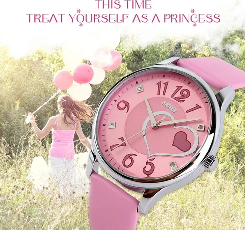 Miniatura 3 de IJAHWRS Reloj analógico para niñas reloj de pulsera de cuarzo de moda correa de piel esfera grande divertido lindos relojes con forma de corazón