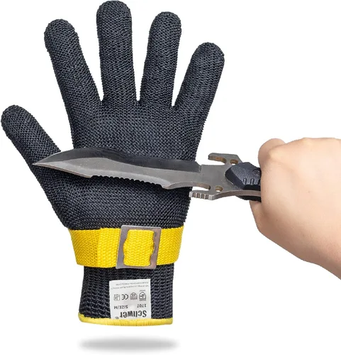 Miniatura 12 de Guante de corte resistente Schwer SlicePro ANSI A9 PR1706, guante de malla de acero inoxidable de grado alimenticio para cocina de cocina, corte
