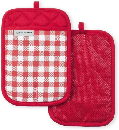Miniatura 9 de KitchenAid Juego de 2 soportes para ollas a cuadros, cielo aguamarina, 7 x 10 pulgadas Aqua Sky