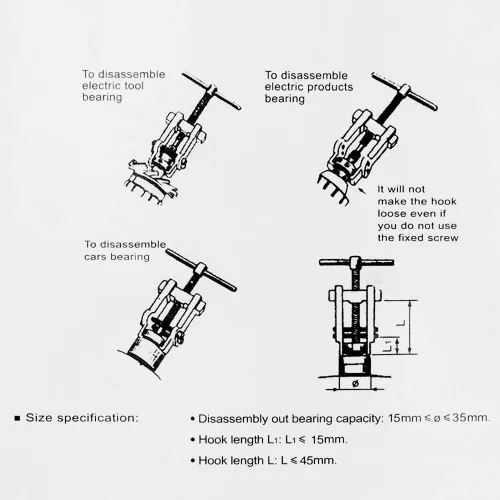 Miniatura 7 de Herramienta de extracción de engranajes de dos mandíbulas ajustable, kit de extracción de bomba de 2 pulgadas de acero al carbono para motocicleta